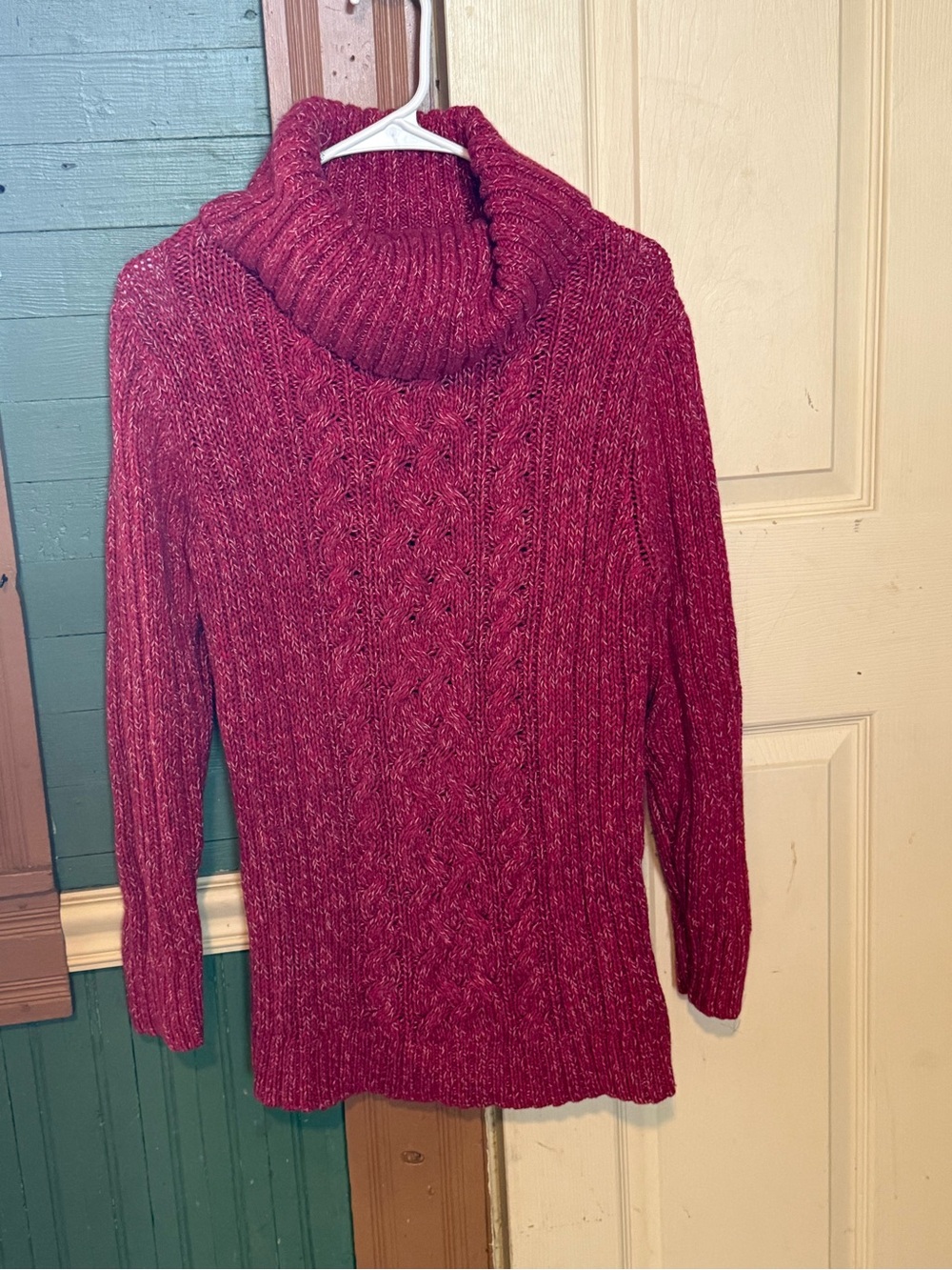 Old Navy Cable Knit Turtleneck Sweater - Berry